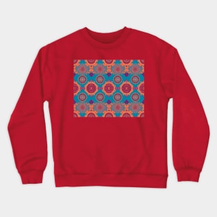 Bold Geometric Pattern Orange and Blue Crewneck Sweatshirt